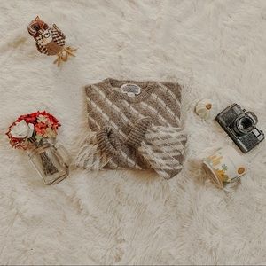 Vintage Cropped Tan Oversized Sweater SZ M